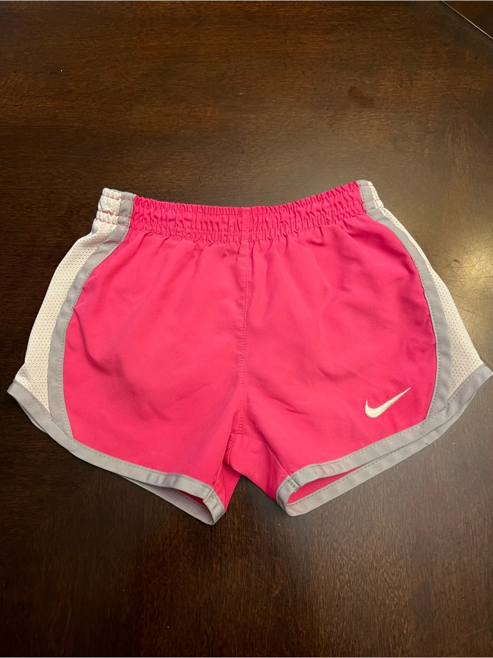 Nike Girls Hot Pink Athletic Shorts with Light Gray Trim